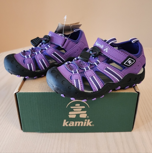 Kamik closed toe sandals purple girls size 10 - Picture 2 of 6